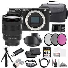 Sony Alpha a6400  FE 24-105mm f/4 G OSS Lens 64GB  Ext Bat 3 PC Filter- Kit