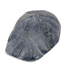 Casquette Newsboy En Denim Vintage Lavé Pour Homme Casual Gatsby Chapeau Plat