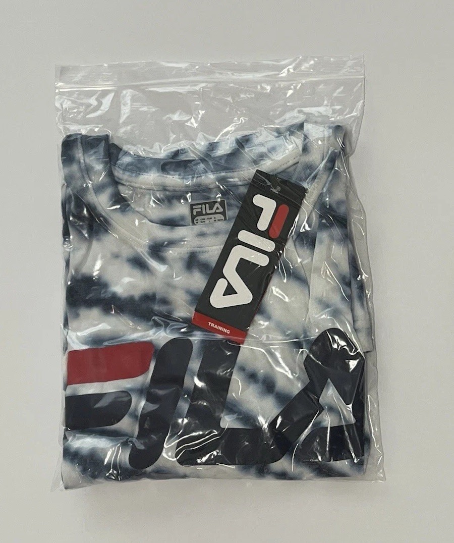 FILA T shirt maglietta uomo media logo scritto tie dye logo blu navy nuova con etichetta