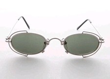 Oval 90s Metal Vintage Sunglass RX Quality Silver/Green Lens Hip Hop Oval Retro