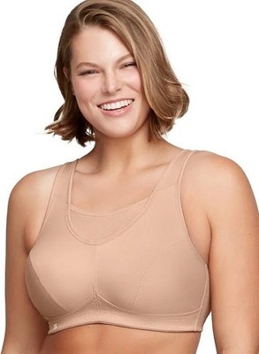 Glamorise Full Figure No-Bounce Camisole Sport Bra Wirefree Size 34D Beige NWT