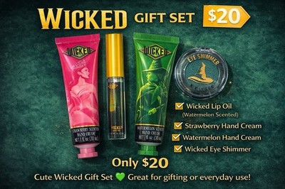 Wicked Spa Bundle WATERMELON  and  STRAWBERRY HAND CREAM, LIP OIL,  EyE SHIMMER