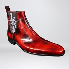 Jeffery-West MUSE Scarface 'MR LUCKY' Red Fume Skull Elastic Chelsea Boot