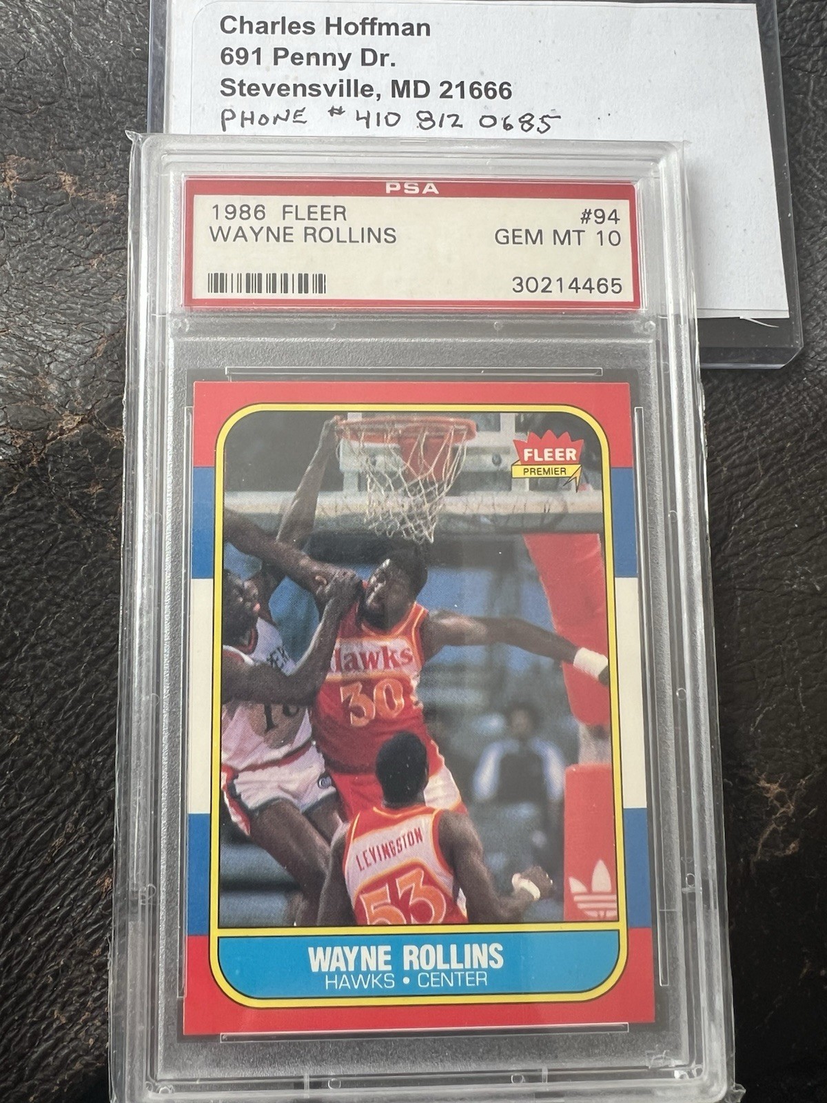 1986 Fleer Basketball #94 Wayne Rollins - Atlanta Hawks - PSA 10 Gem Mint