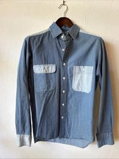 Drake’s London Men’s Shirt Made In England Color Block Front Pockets MoP Buttons