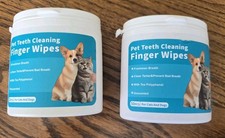 Lot of 2 Dog  Cat Teeth Cleaning Finger Wipes Fresh Breath 50pcs ea Unscented