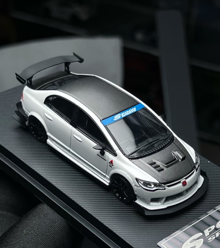 ED MT 1:64 White JDM Civic Type R FD2 Spoon Sports Model Diecast