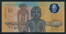 Australia 1988 Bicentennial $10 2nd Print RARE FIRST PREFIX AB10 aEF Cat EF $200