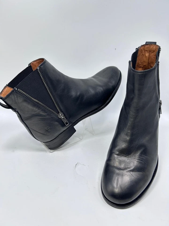 Botines Frye Carly de cuero Chelsea con cremallera para mujer talla 9,5 negros Foto 4 de 4