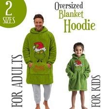 The Grinch Sherpa Hoodie Oversized Comfy Fleece Unisex Christmas Hooded Jumper