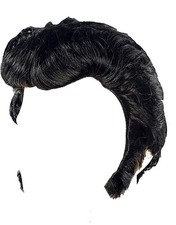 Black Elvis Wig With Sideburns for Men   black 
