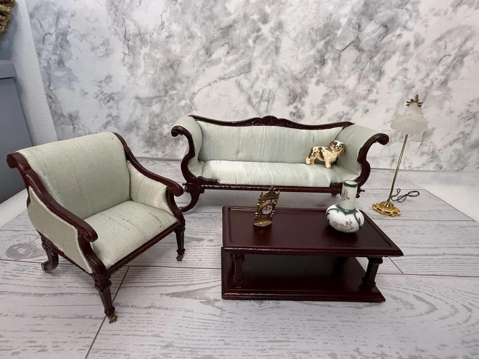 Casa de Muñecas Miniatura Bespaq Ornado 3 Piezas Juego de Salón Escala 1:12 3 Accesorios Foto 3 de 4