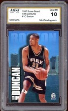 Tim Duncan Rookie Card 1997 Score Board #1C Mintgrading 10 (holder scratches). rookie card picture