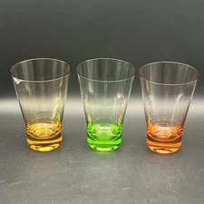 3 Vintage Sussmuth 12oz Cocktail Tumbler Glasses Multicolor Heavy Bottoms 4.75”