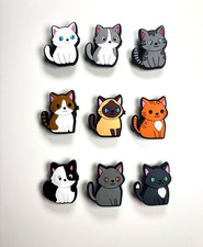 9 Cute Cat Shoe Charms for Clogs/Slides, Charms for Croc Bogg Rubber Beach Bags