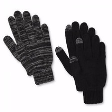 2-Pack Men's Tech Touch Touch-Screen Knit Texting Gloves Gray/Black L/XL 8186