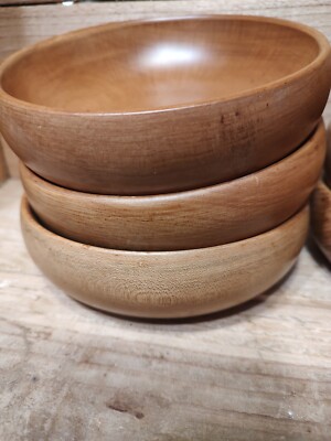 Solid Hand Turned Bowls, Set Of 6 Salad Bowls 6 Inches Wide