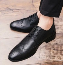 Men's lace up oxford Brogue faux leather casual shoes business shoes