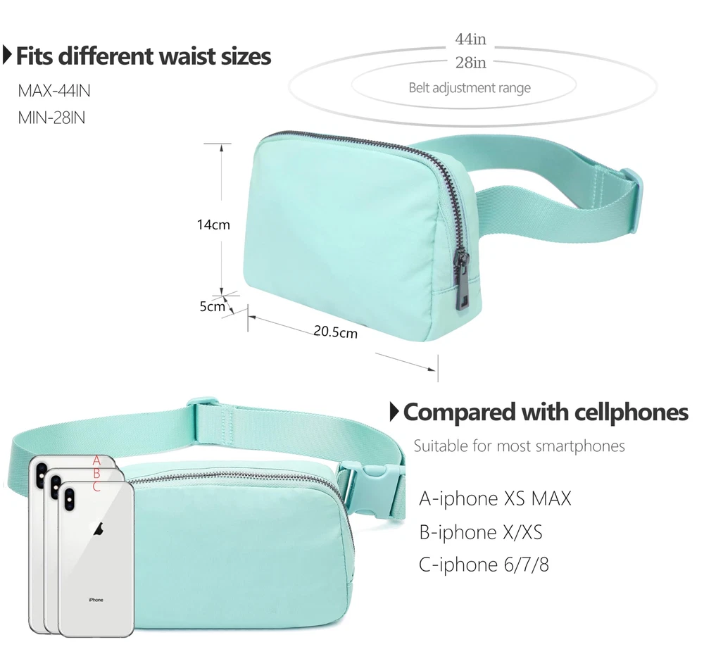Fanny Belt Bag Waist Pack Crossbody Bags Bum Bag for Running Hiking Travel Wo...
