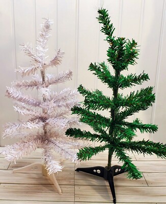 18'' Mini Tabletop Artificial Christmas Tree Year Round Green White DIY