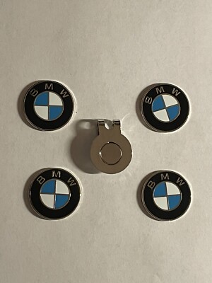 (4) BMW Championship 1'' Coin Style Golf Markers W/BONUS HAT CLIP - A Great Deal!