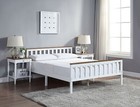 White Solid Wooden Bed Frame Single 4ft Double King Size Bed With Mattress Pine
