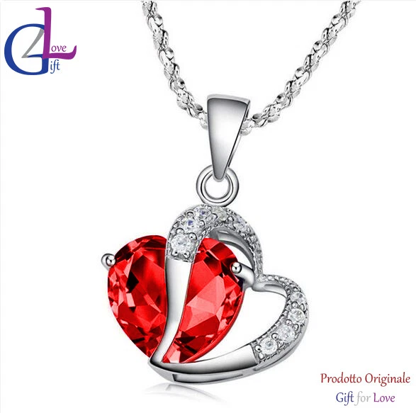 Collana argento Swarovski Elements originale G4Lov cristallo cuore donna ragazza - Immagine 4 di 4