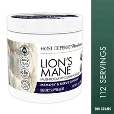 Host Defense Lion's Mane Powder 7 oz. /200 g Mental Clarity Fungi Perfecti New