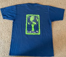 Vintage Earth Day Graphic Ohio Promo Blue Art T Shirt Men’s L Made in USA