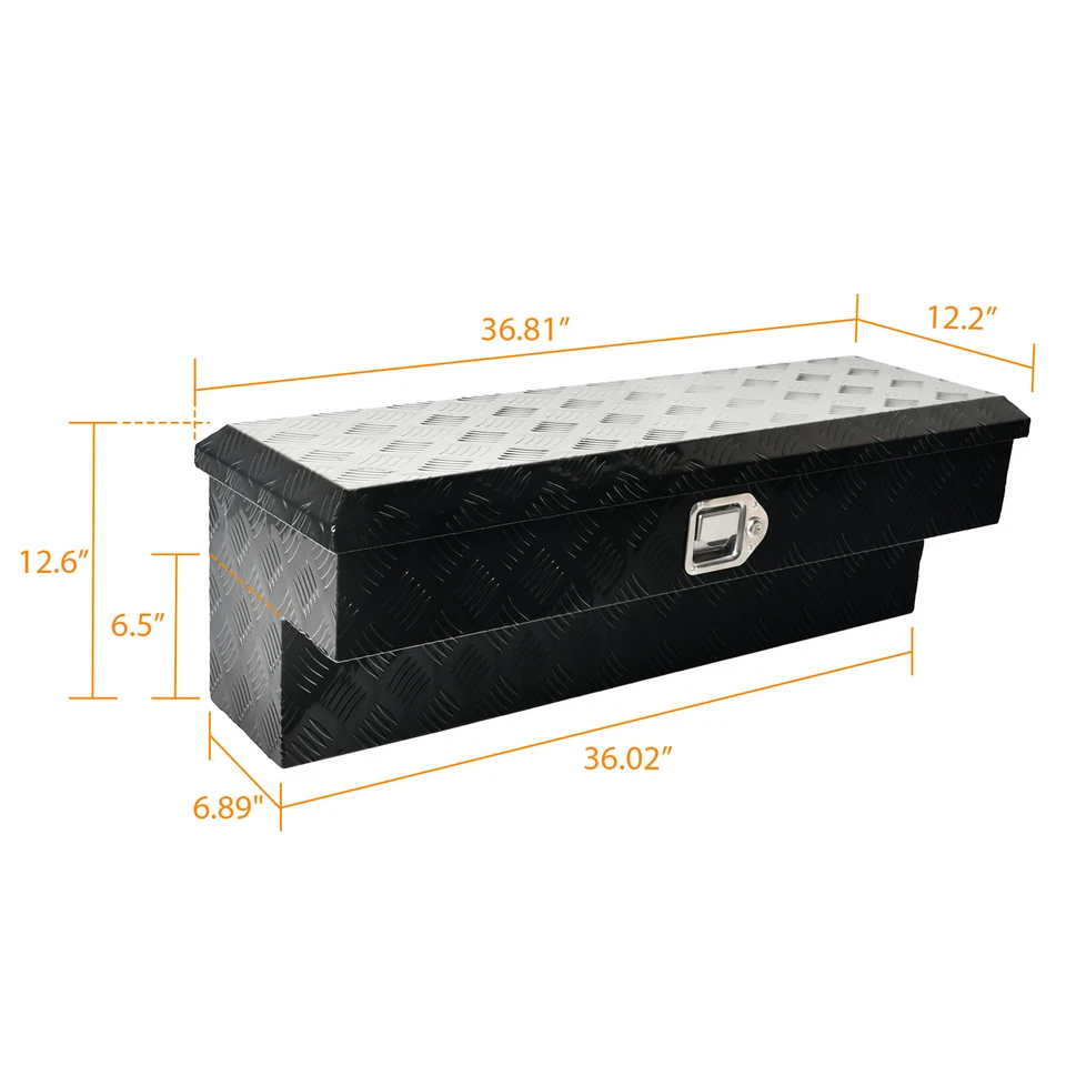 Caja de herramientas de montaje lateral de aluminio de 36 pulgadas con pestillo de paleta para remolque de camión UTV ATV Foto 2 de 4