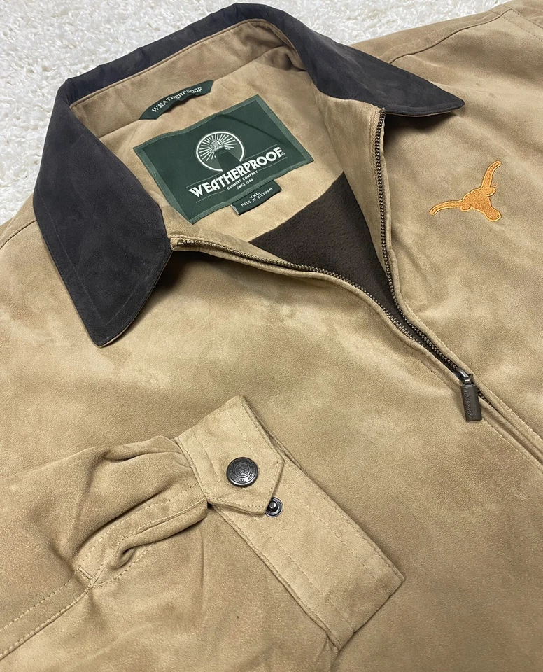 Texas Longhorns Heavy Jacket Men’s 2XL XXL Brown Faux Suede Lined Pockets - Image 4 of 4
