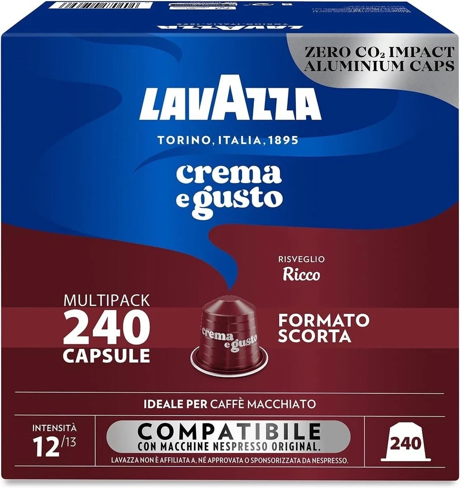 240 Capsule Alluminio Caffè Lavazza Crema e Gusto Ricco Per Nespresso EX DECISO