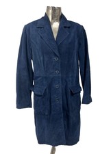 T.a.l.c. Jacket Leather Coat Size Large 14 Womens Vintage Blue Suede Eu42