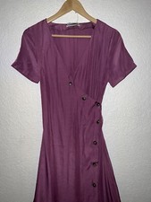 Urban Outfitters Blush Pink Short Sleeves Button Down Wrap Midi Dress Womens (T)