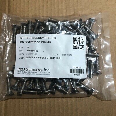 (68) IMG TECHNOLOGY PTE LTD, PRO-STAINLESS FLAT SOCKET HEAD 5/16 x 1-1/4 FL HD 