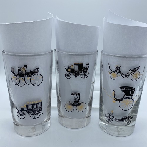 Vintage Libbey Glass Tumblers-Antique Car/Carriage Design - Set of 5 - Picture 6 of 10