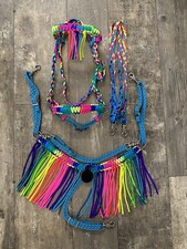 Large Pony Fringe Breast Collar tack set, pony tack, Rainbow pony tack set