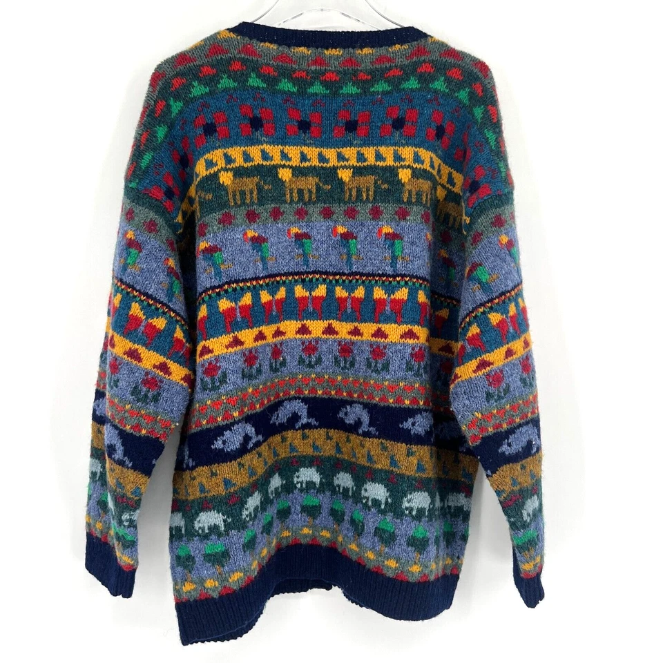 Cárdigan De Colección LL Bean Mujer XL Lana Cottagecore Animal Años 80 Pradera Boho Mariposa Foto 2 de 4