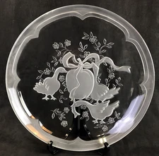 International Japan Marmalade Glass Platter Serving Plate Geese Apple Ribbon