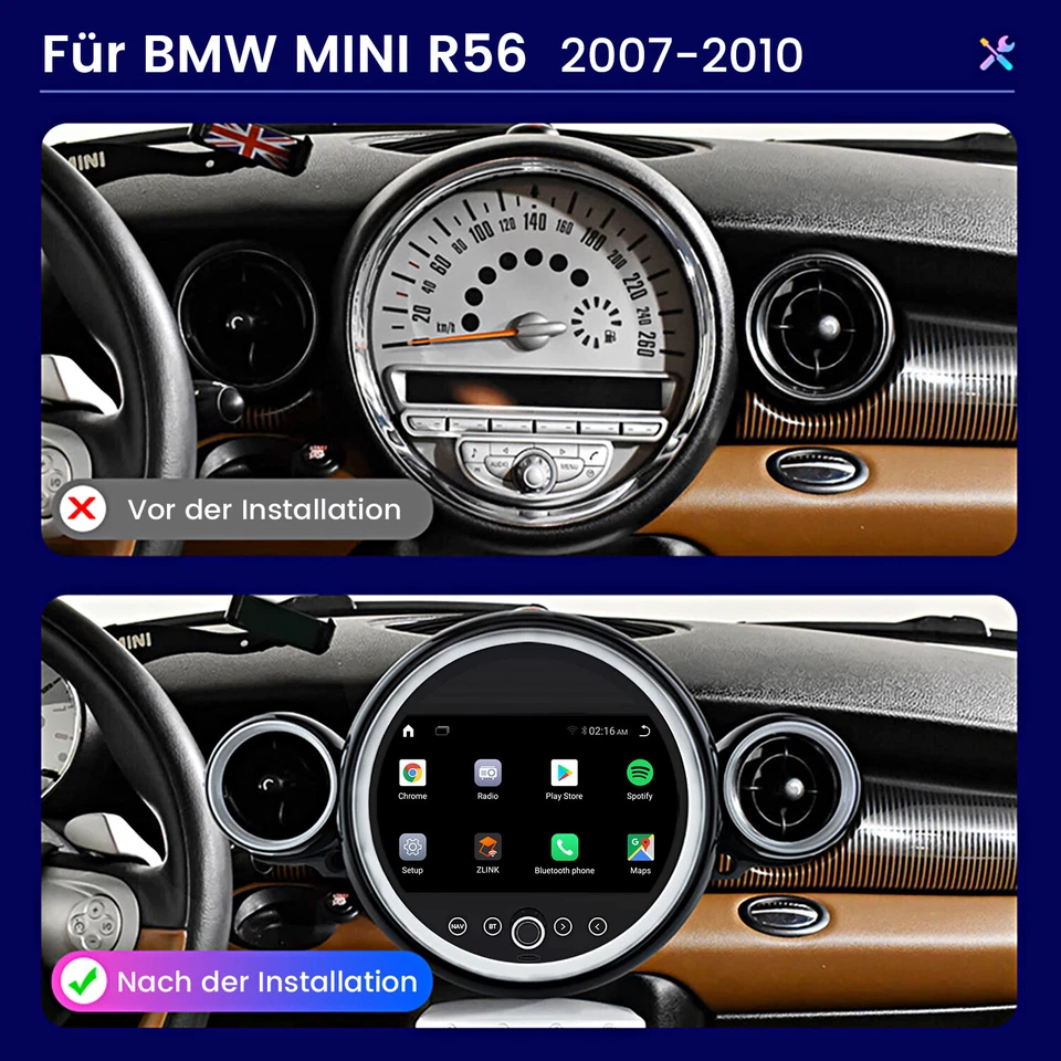 4+64GB Carplay Android Autoradio Für BMW Mini Cooper R55 R56 GPS Navi 4G 8-Kern - Bild 3 von 4