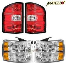4pcs Chrome Headlightsred Tail Lights For 07-13 Chevy Silverado 1500 2500 3500 4pcs Chrome Headlightsred Tail Lights For 07-13 Chevy Silverado 1500 2500 3500
