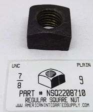 7/8-9 REGULAR SQUARE NUTS STEEL PLAIN 1-5/16 AF X 49/64 TH  (50)