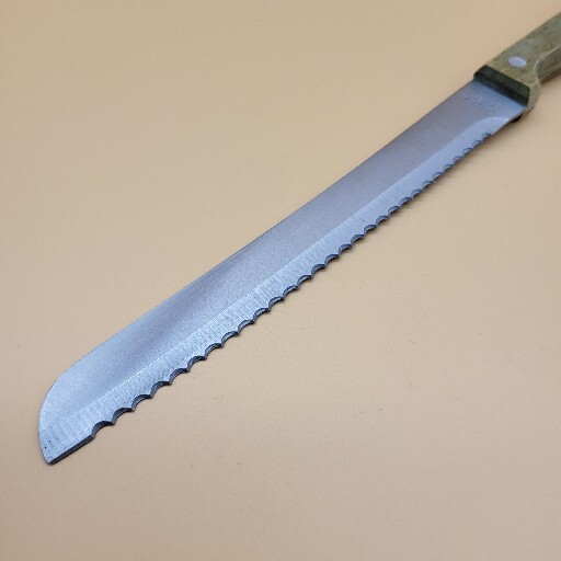 Bread Knife 8" Blade Wood Handle 3 Rivets Stainless Steel Wood Handle Leaf Logo