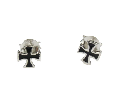 1 Pair 925 Sterling Silver Iron Cross Stud Earrings