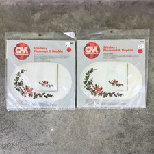 Vintage Sealed Columbia-Minerva Cardinal Christmas Stitchery Placemat  Napkin