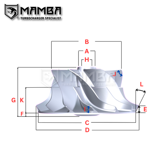 MAMBA Turbo Billet Compressor Wheel Fits Scania DSC11-79 HX50 (63/98.2/7+7/LEP) - Picture 4 of 4