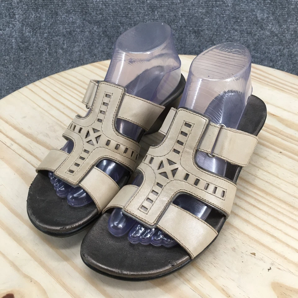 Sandalias Clarks Flexibles para Mujer 9 M Deslizables Cuero Crema Informales Punta Abierta Foto 3 de 4