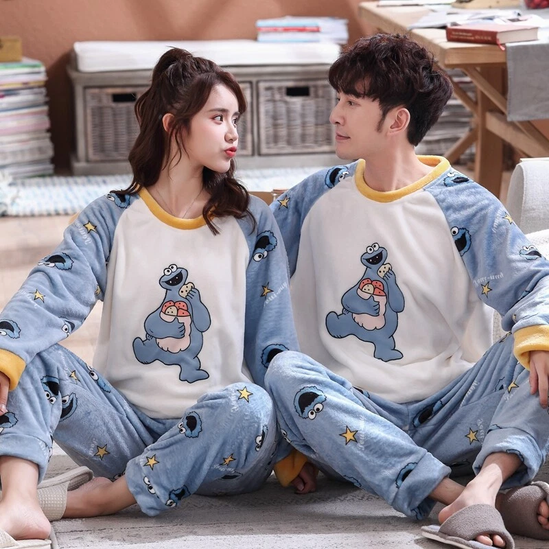 New Sweet Couple Pajama Suit Women And Man Cotton Pajamas 2pcs Set Lover  Sleepwear Family Pijama Night Suit Sweetheart Nightgown