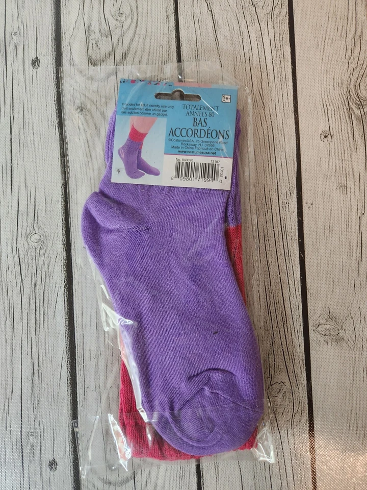 Totally 80s Slouch Socks Purple and Red Novelty Halloween Costume Size Adult - Image 2 of 2