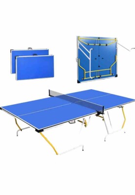 SereneLife 4 pcs. Foldable Table Tennis Table w/ Single Player Playback Mode